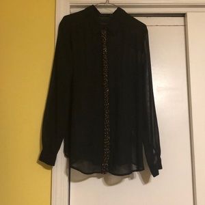 Gently worn black sheer blouse